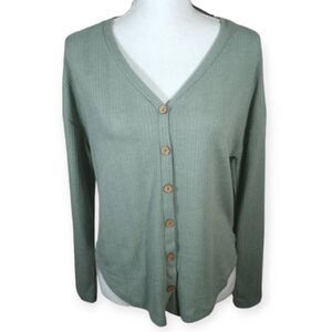 PINK ROSE SEA FOAM GREEN WAFFLE KNIT PULLOVER SZ.S EUC.